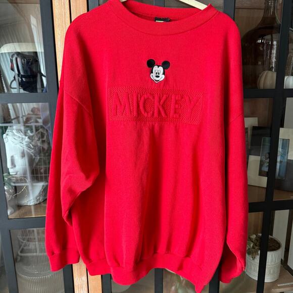 Vintage Disney store mickey mouse embroidered crewneck pullover sweatshirt - Picture 1 of 5